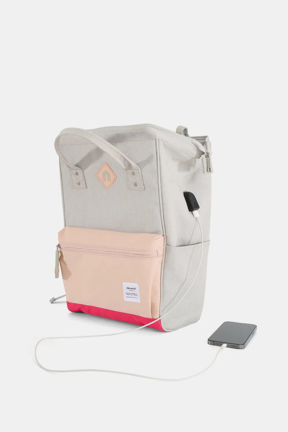 Contrast Waterproof Backpack Bag with External USB Port | Lily Bloom