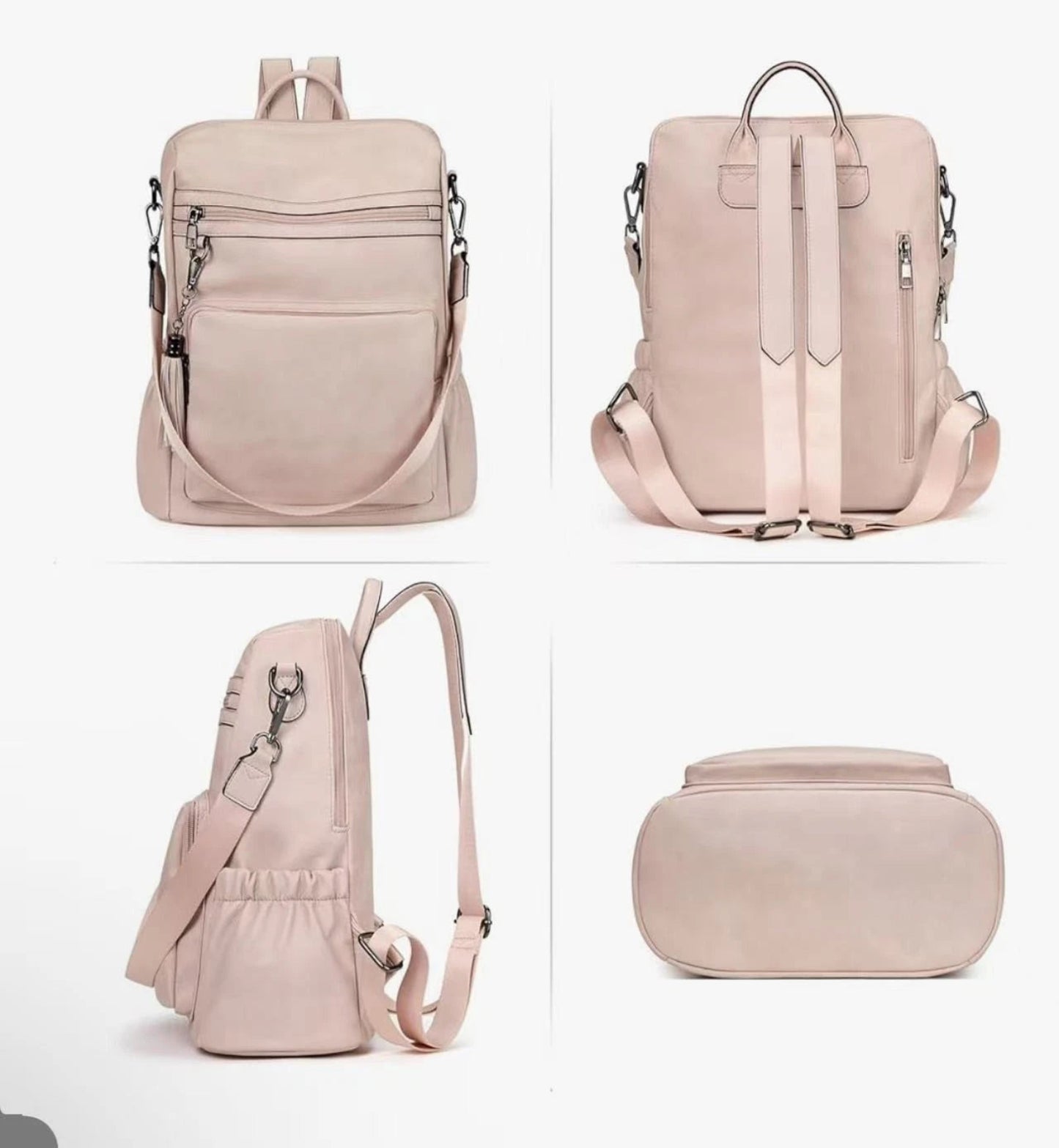 Backpack Purse Leather Designer Travel Large Shoulder Bag with Tassel - Lily Bloom