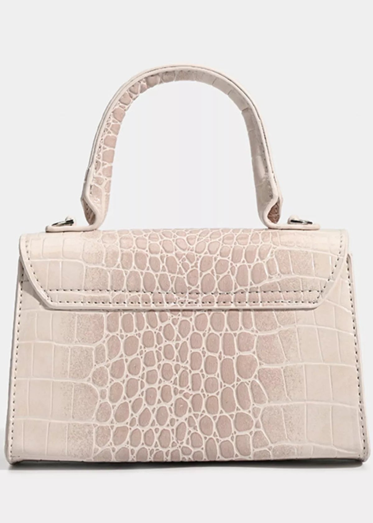 Beige handbag with crocodile texture