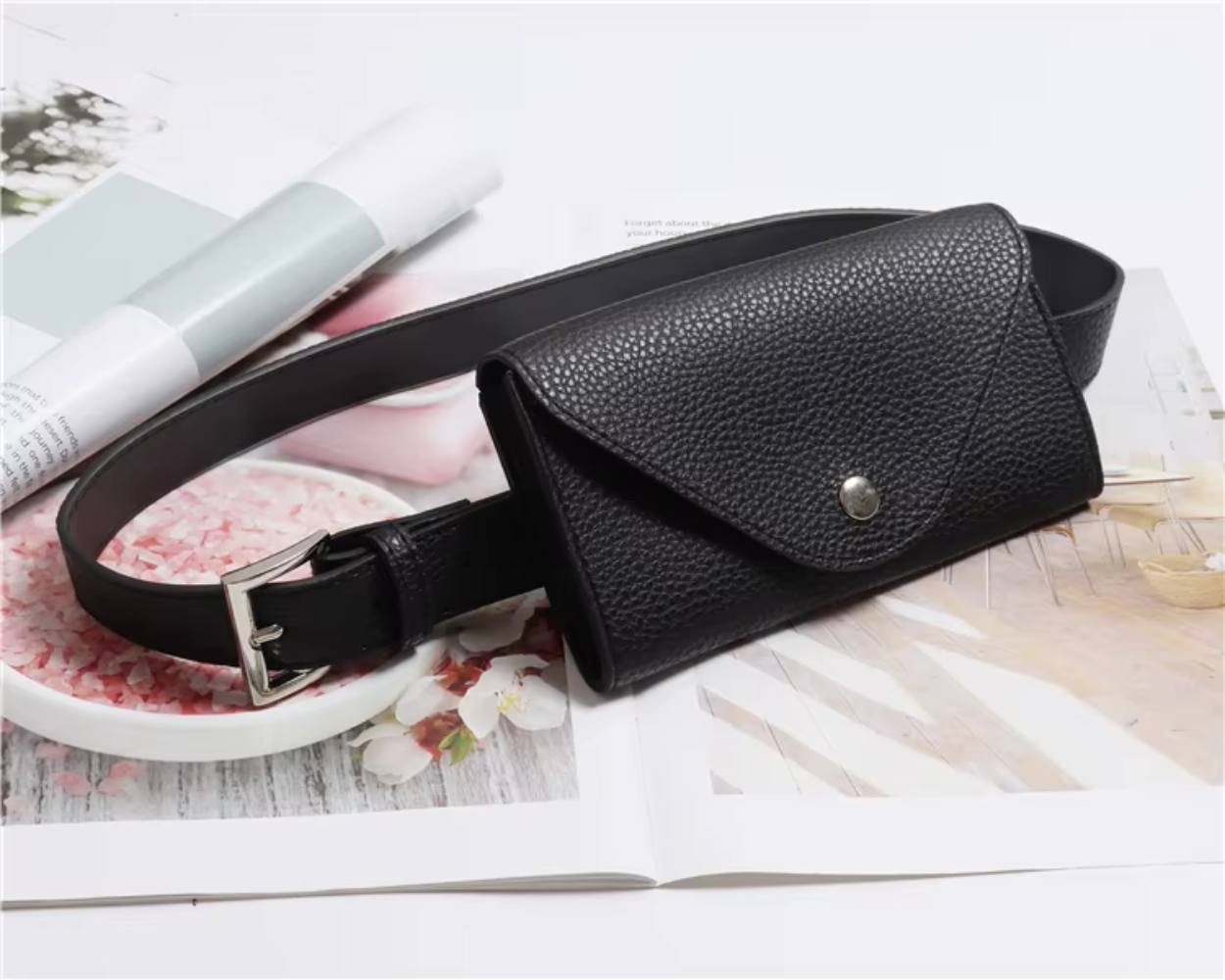 Vegan Leather Belt Phone Pouch Messenger Bag | Lily Bloom