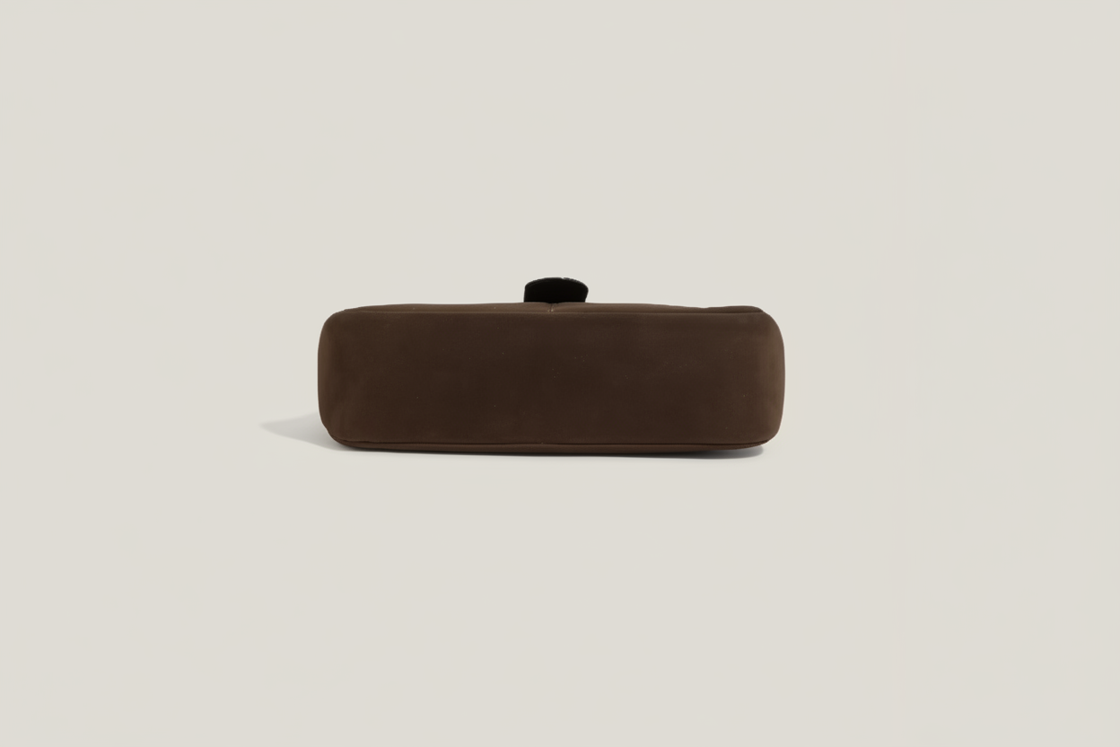 Buckle Accent Vegan Suede Hand Bag