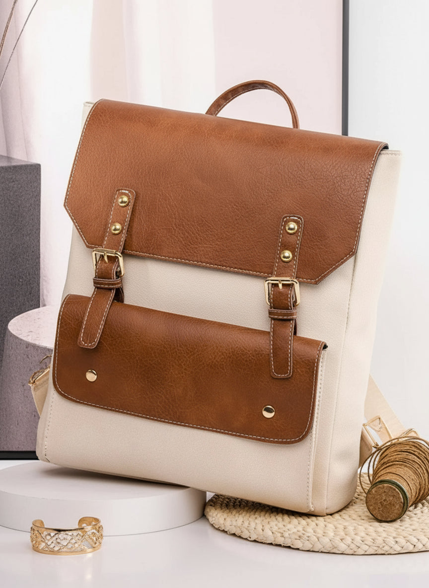 Two Tone Buckle Backpack Bag | Lily Bloom