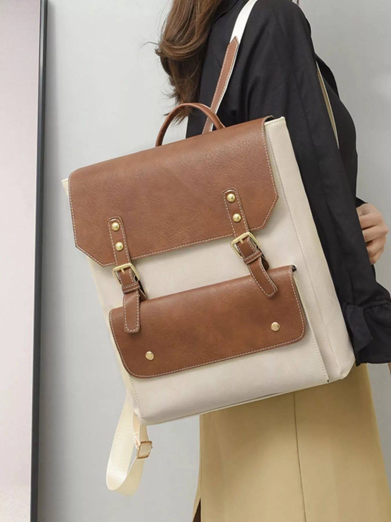 Two Tone Buckle Backpack Bag | Lily Bloom