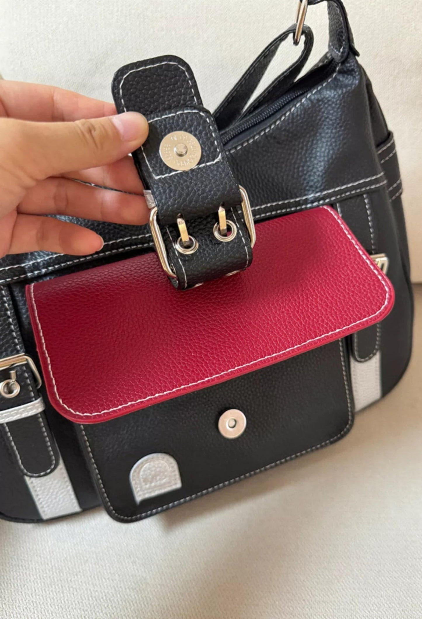 Buckle Decor Flap Crossbody Bag