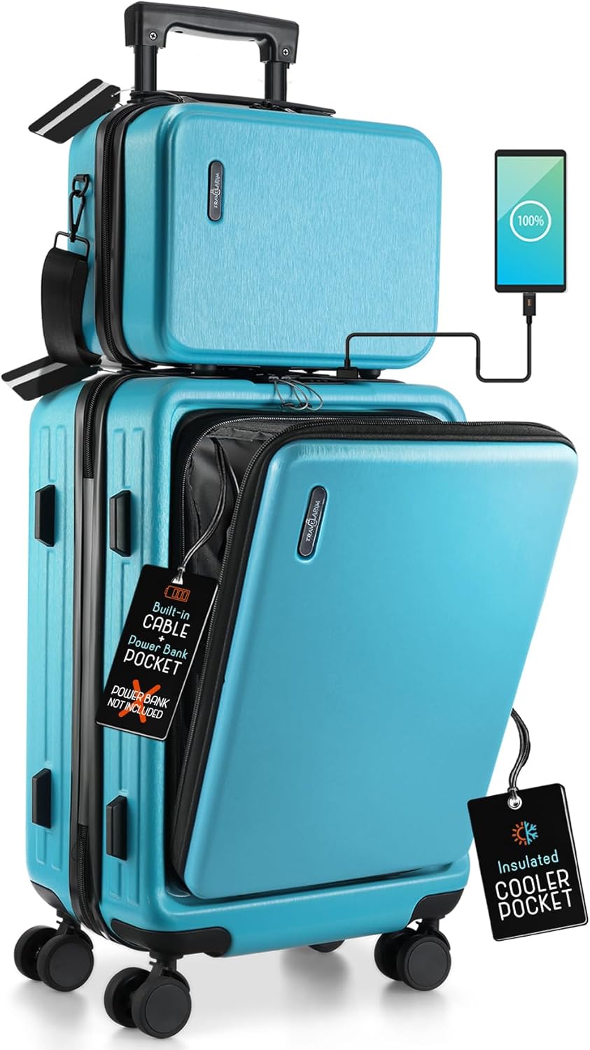 Carry On Luggage Airline Approved Carry On Suitcase with Cosmetic Case