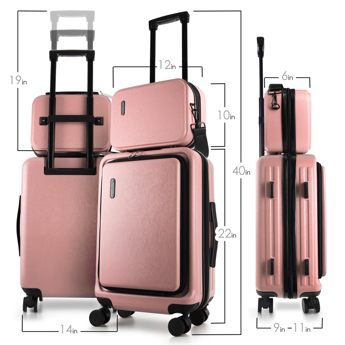 Carry On Luggage Airline Approved Carry On Suitcase with Cosmetic Case