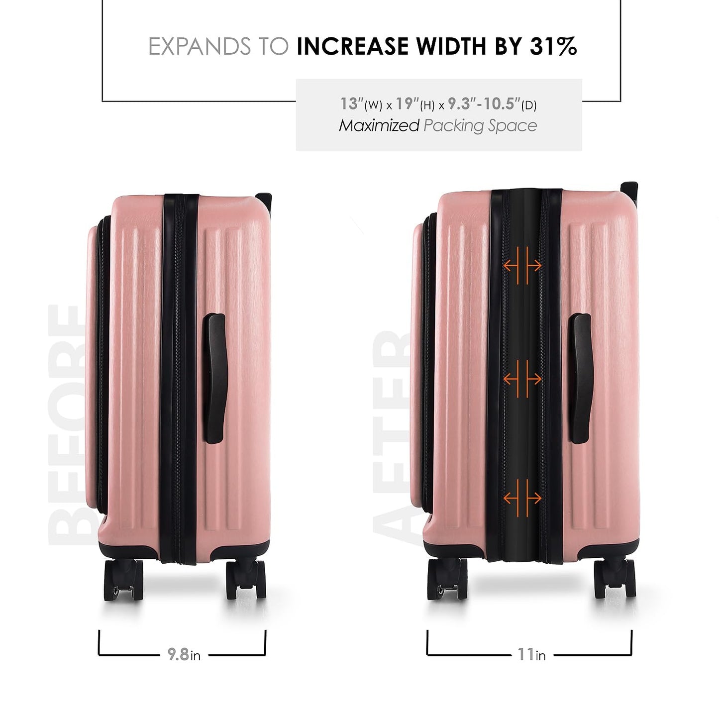 Carry On Luggage Airline Approved Carry On Suitcase with Cosmetic Case