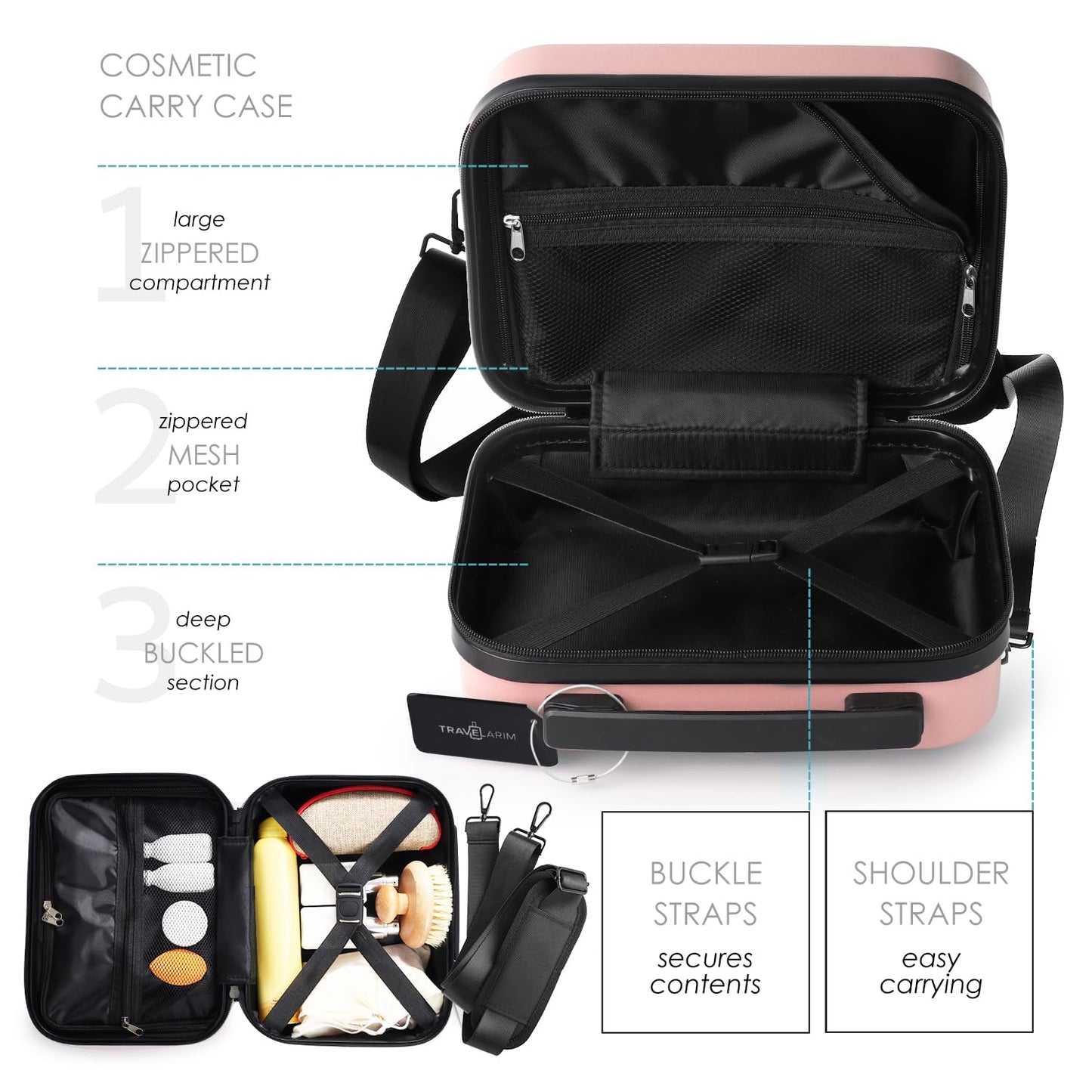 Carry On Luggage Airline Approved Carry On Suitcase with Cosmetic Case