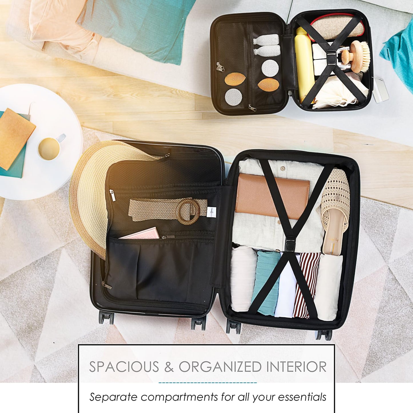 Carry On Luggage Airline Approved Carry On Suitcase with Cosmetic Case