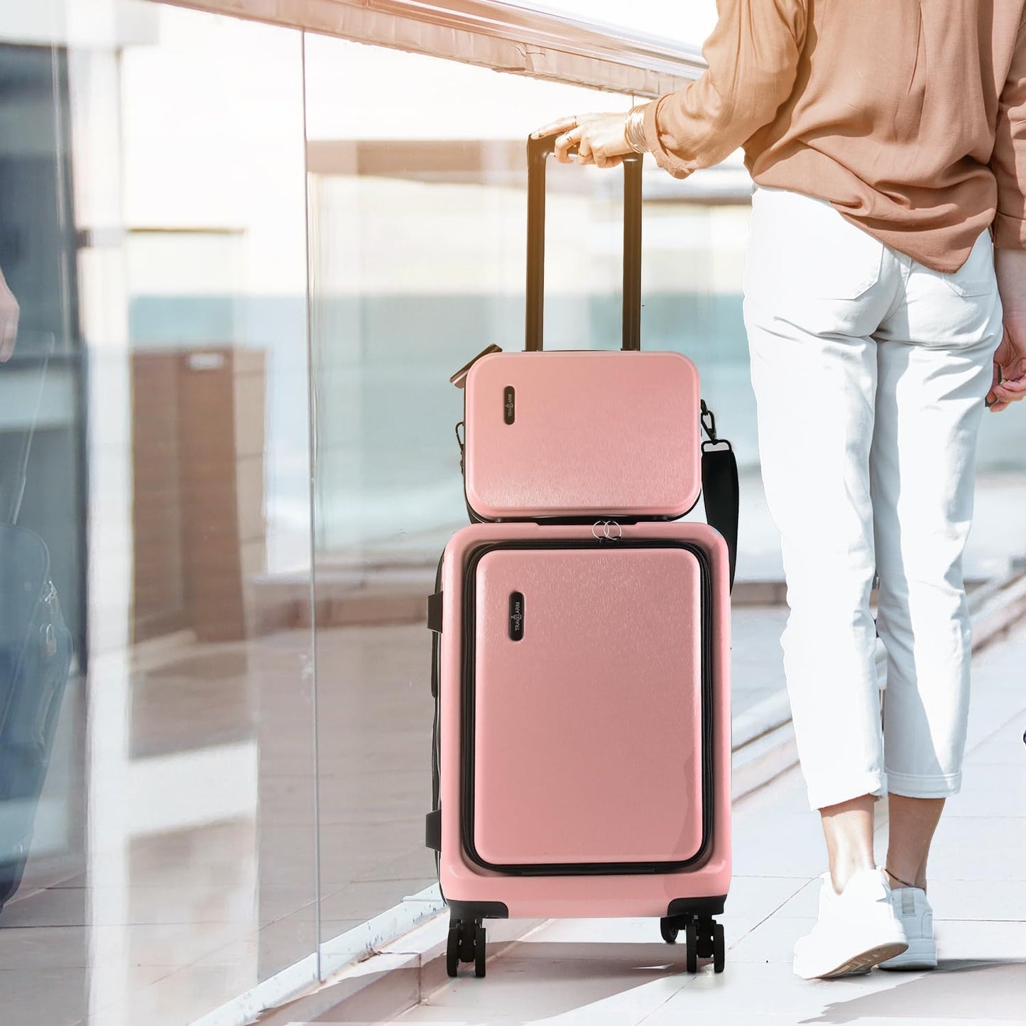 Carry On Luggage Airline Approved Carry On Suitcase with Cosmetic Case