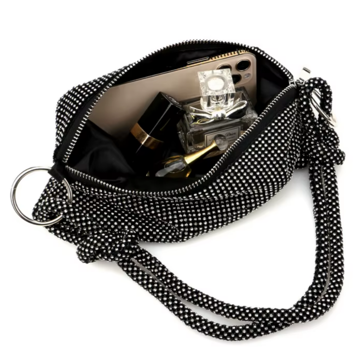 Elegant Rhinestone Studded Hobo Bag
