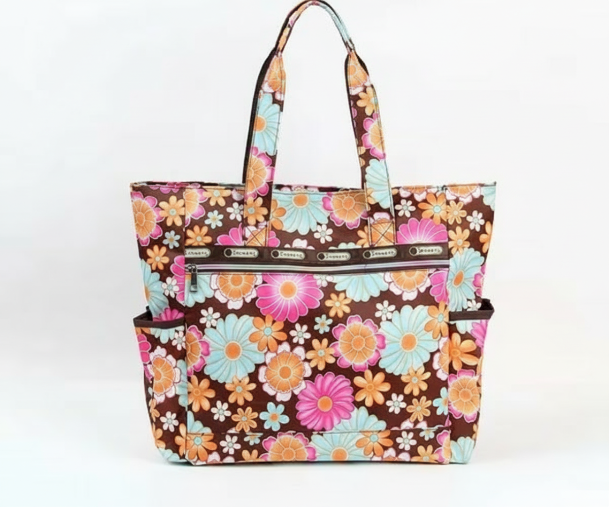 Floral-patterned tote bag