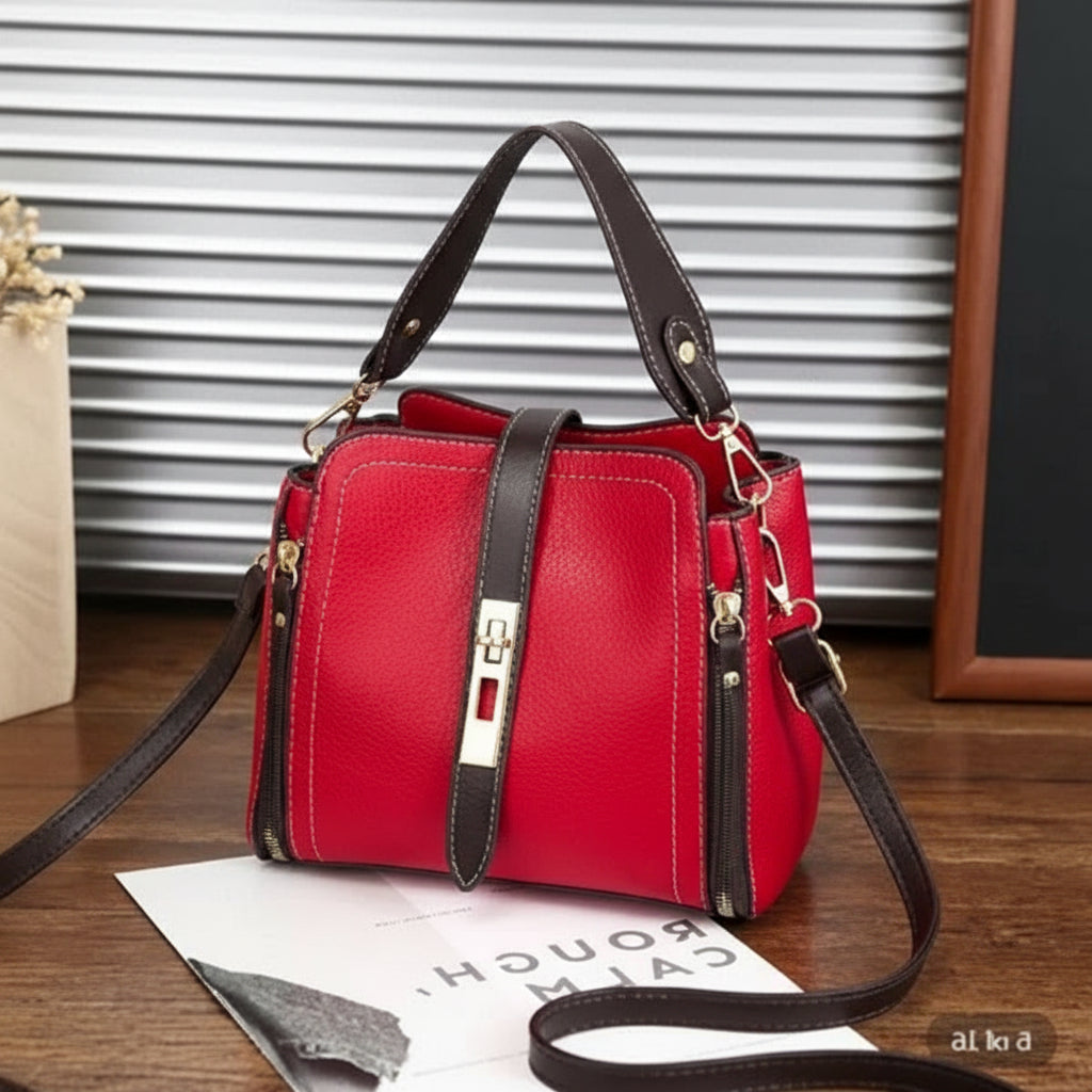 Vegan Leather Bucket Shoulder Crossbody Zipper Bag