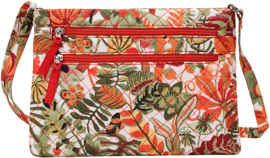 Cotton Quilted Multi-zipper Crossbody Purse