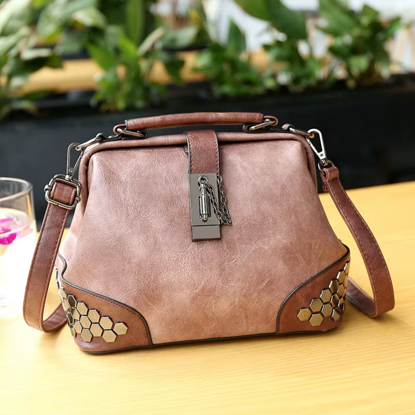 Rivets Leather Cross-body Shoulder Bag