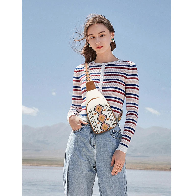 Geometric Wide Strap Crossbody Bag