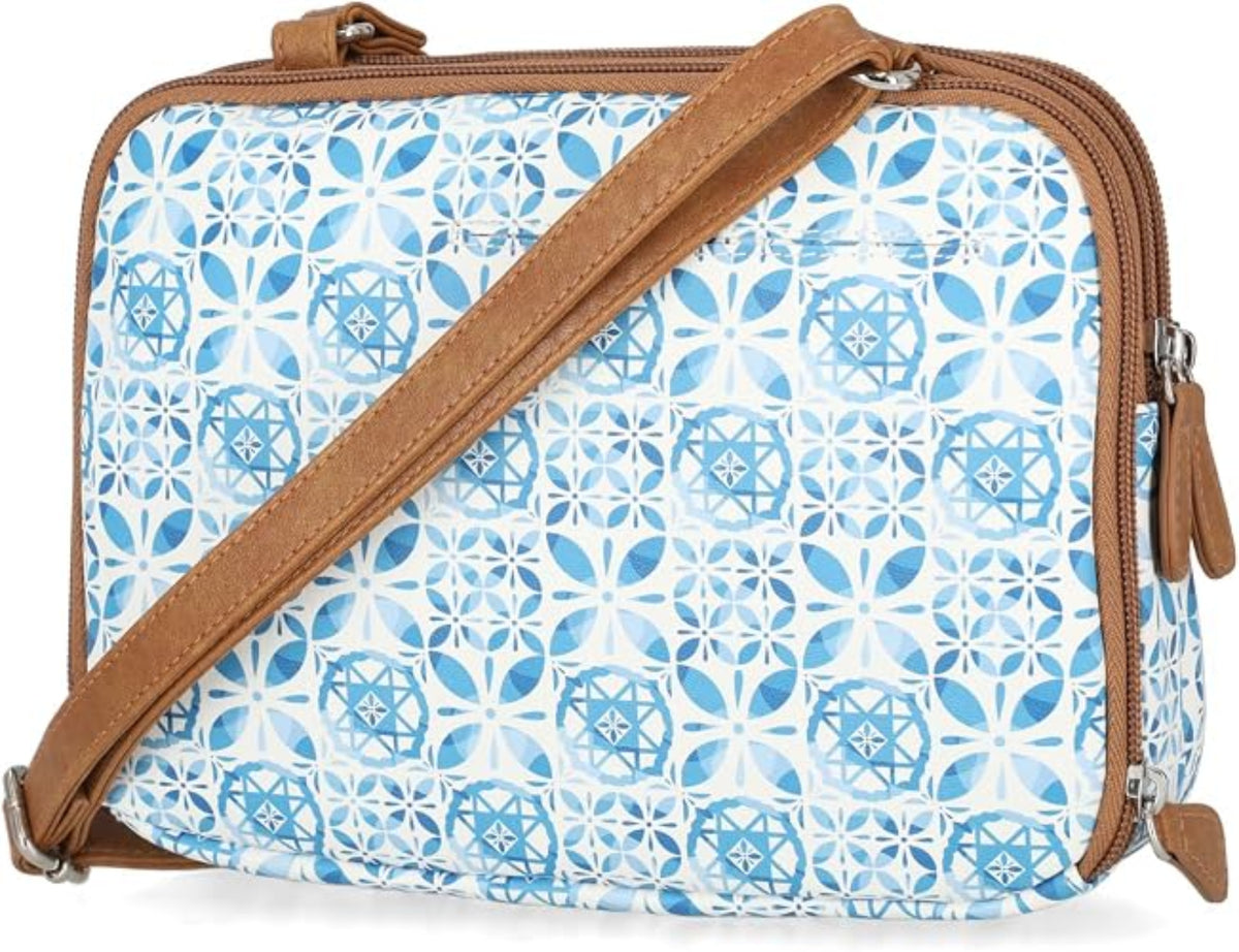 Triple Compartment Crossbody Bag with Multiple Zipper Pockets
