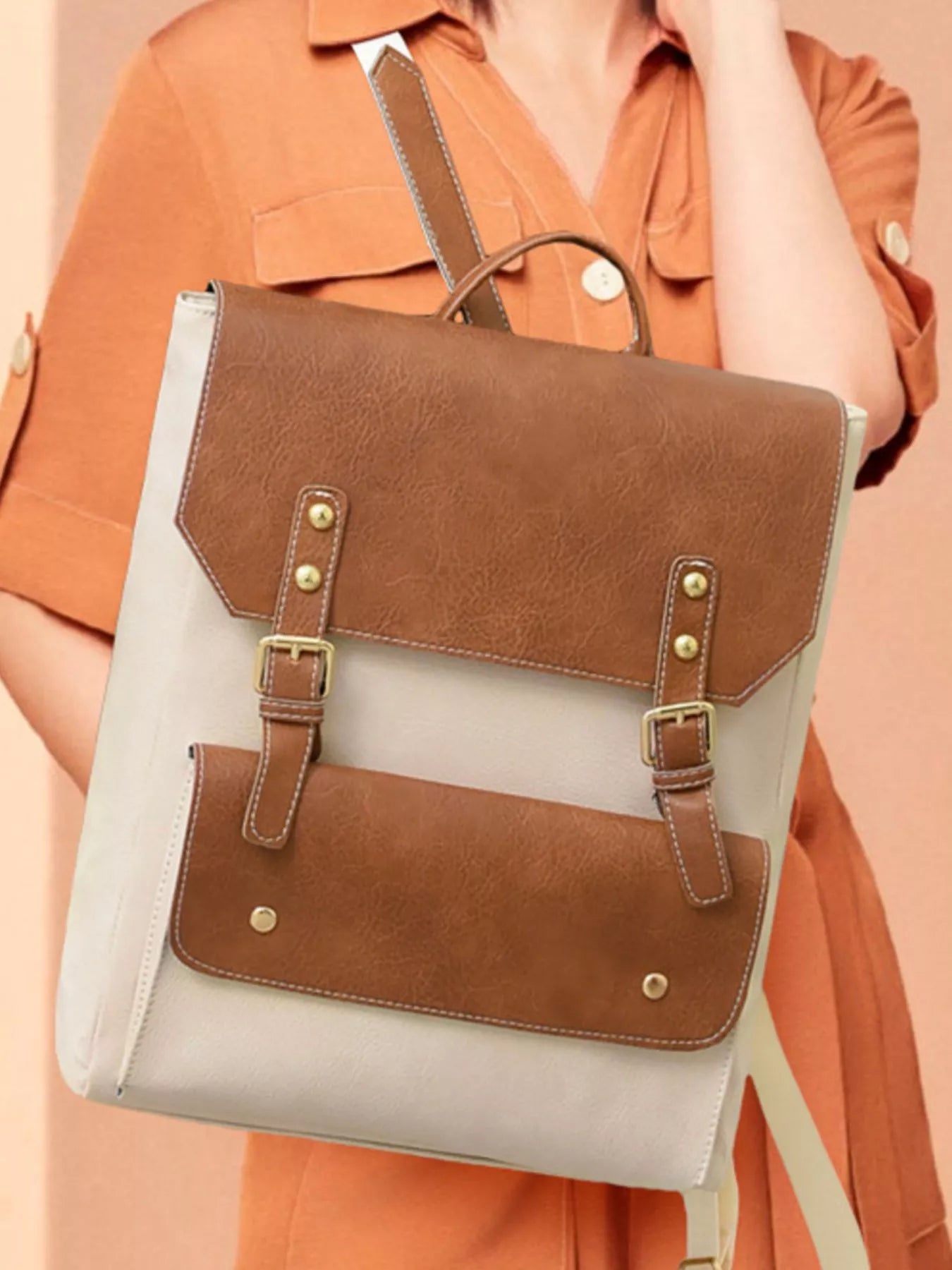 Two Tone Buckle Backpack Bag | Lily Bloom