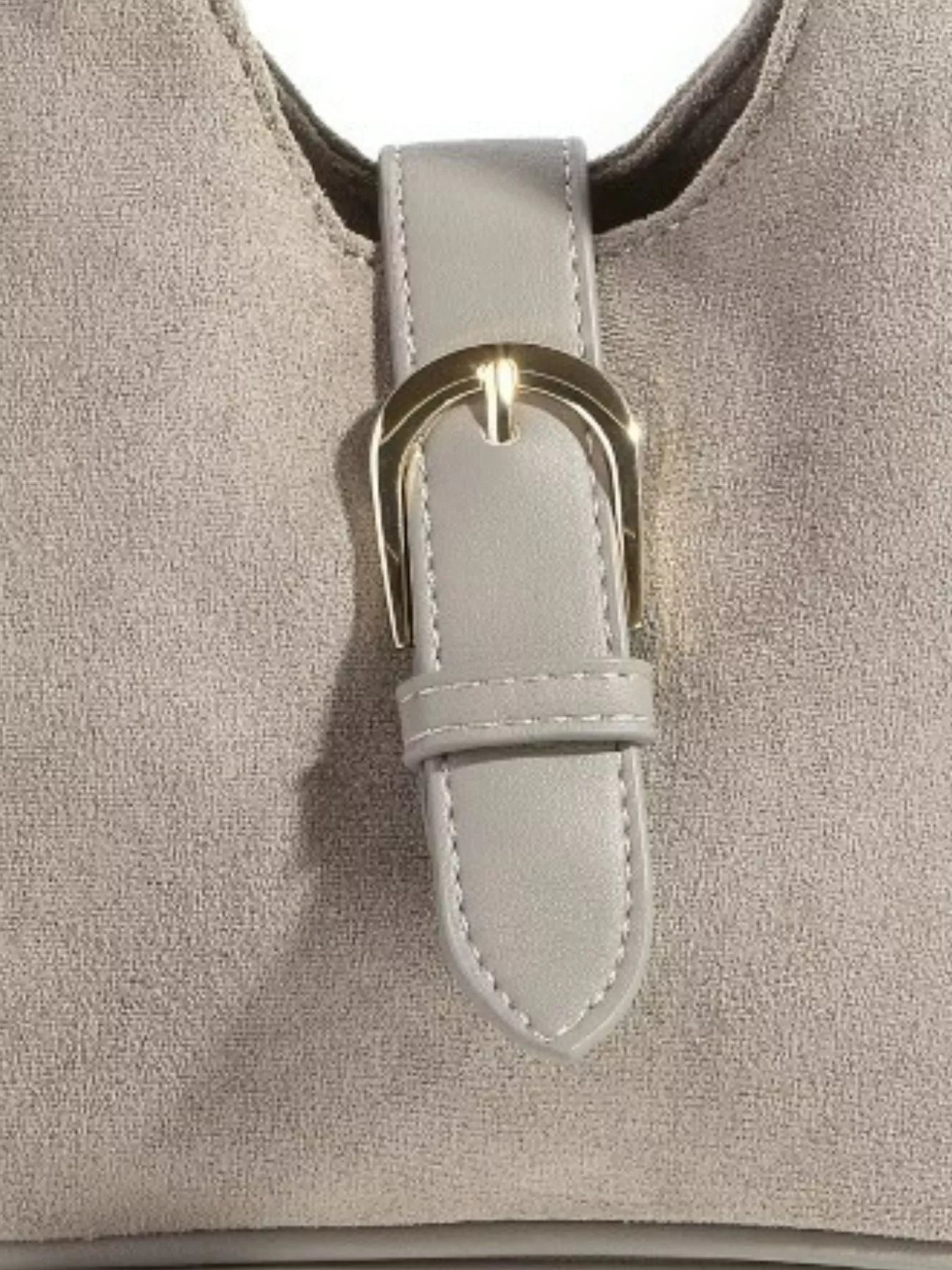 Buckle Accent Vegan Suede Hand Bag | Lily Bloom