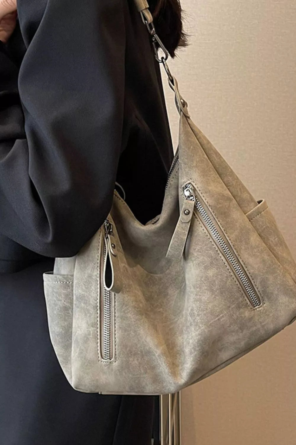 Zipper Details Adjustable Strap Crossbody Bag | Lily Bloom