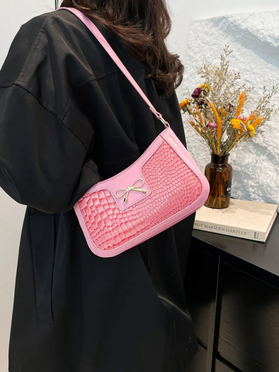Bow Leather Shoulder Bag - Lily Bloom