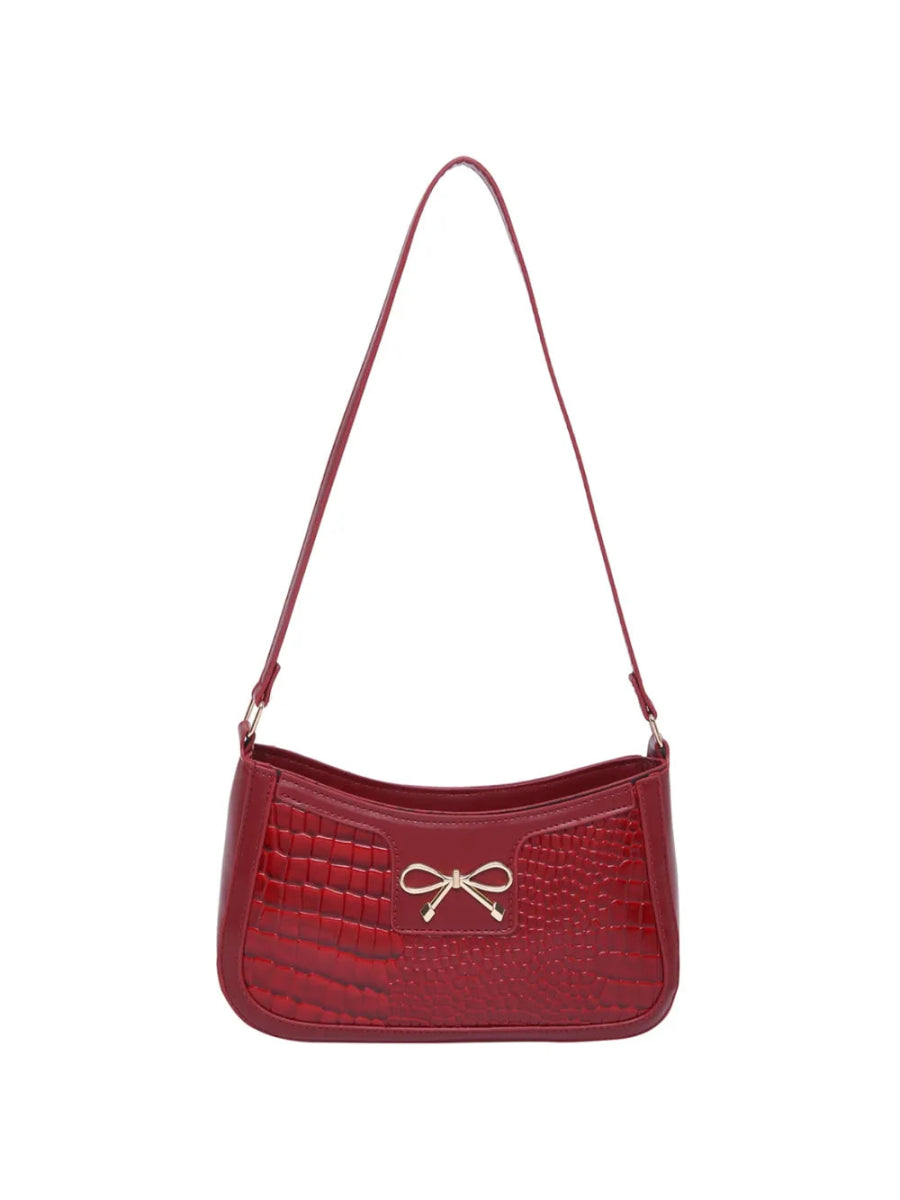 Bow Leather Shoulder Bag - Lily Bloom