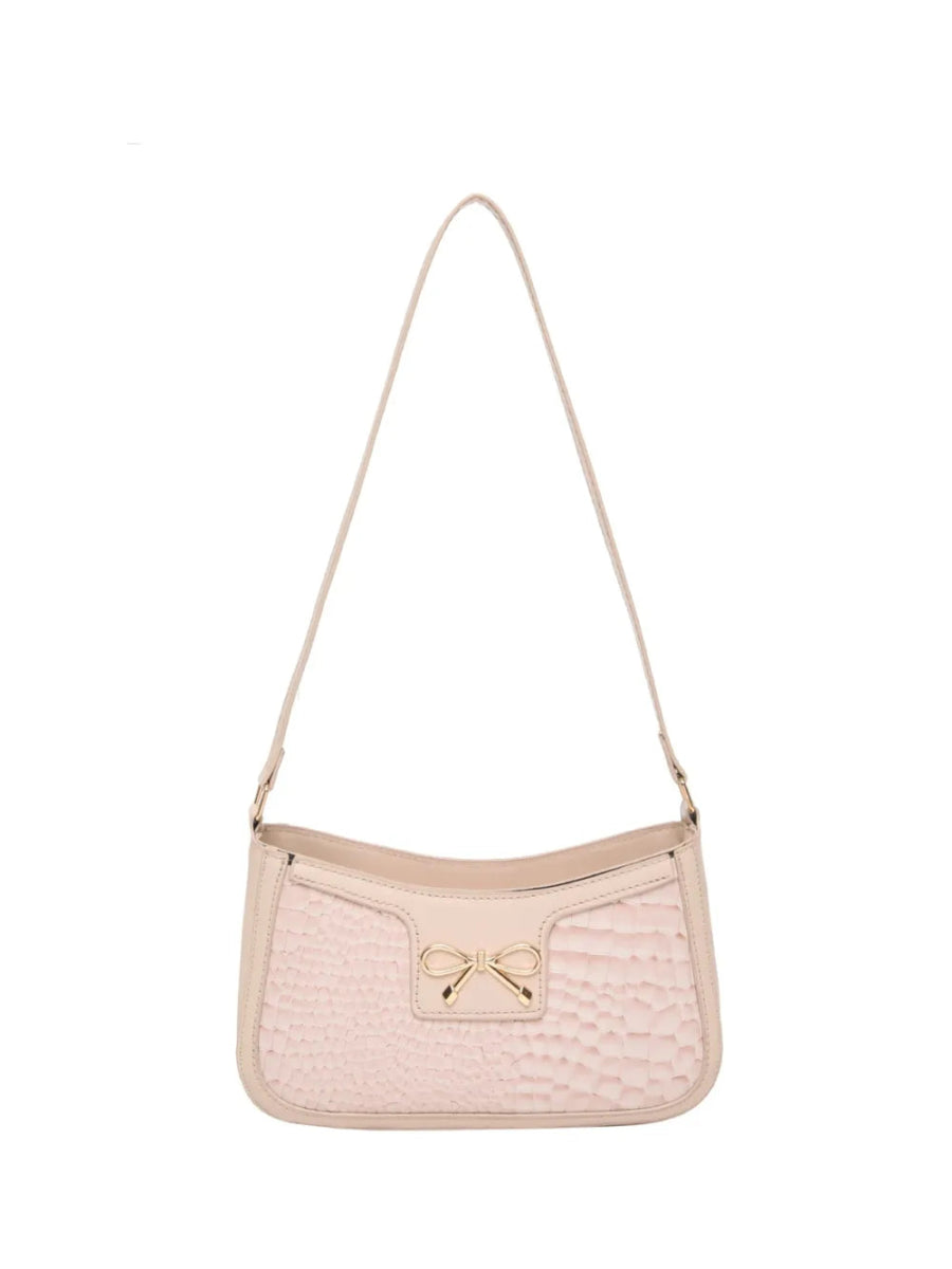 Bow Leather Shoulder Bag - Lily Bloom