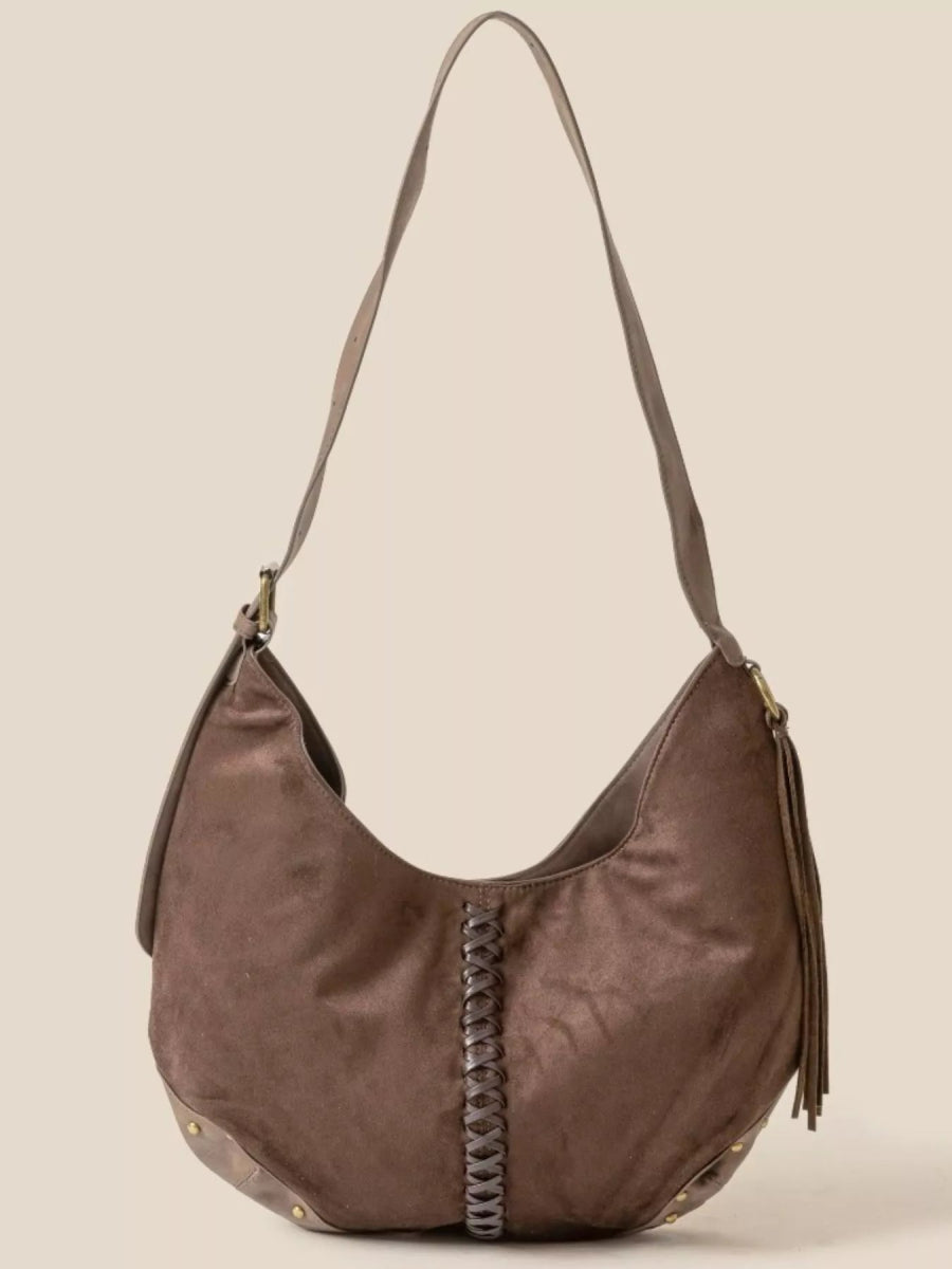 Braided Detail Hobo Shoulder Bag - Lily Bloom