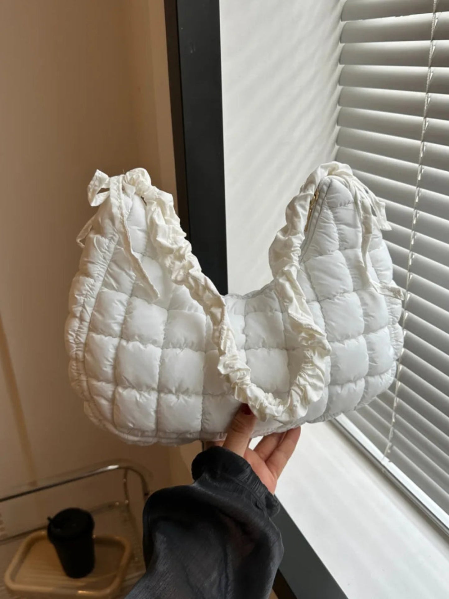 Bubble Texture Ruched Strap Quilted Shoulder Bag - Lily Bloom