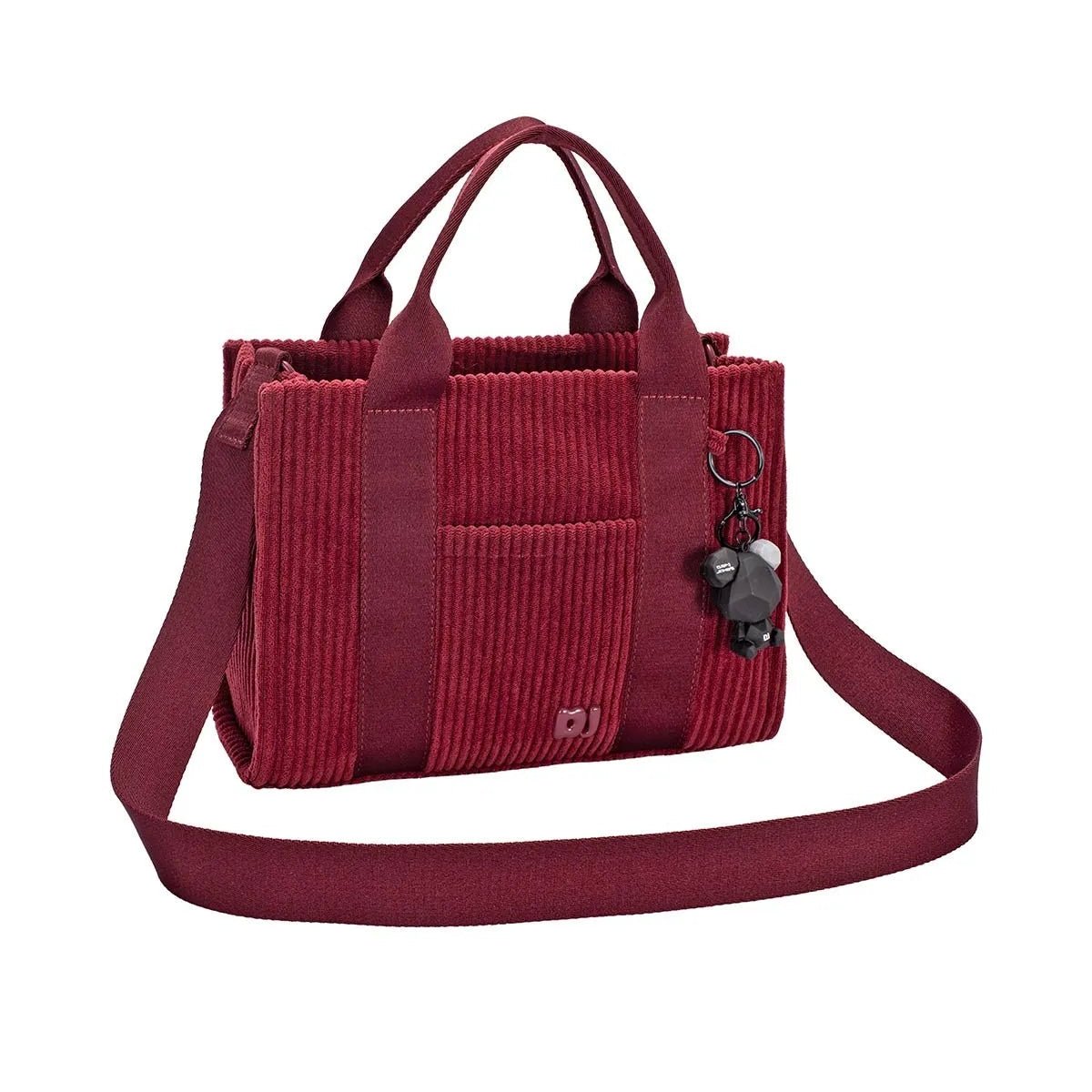 Corduroy Handbag Bag with Charm Details - Lily Bloom