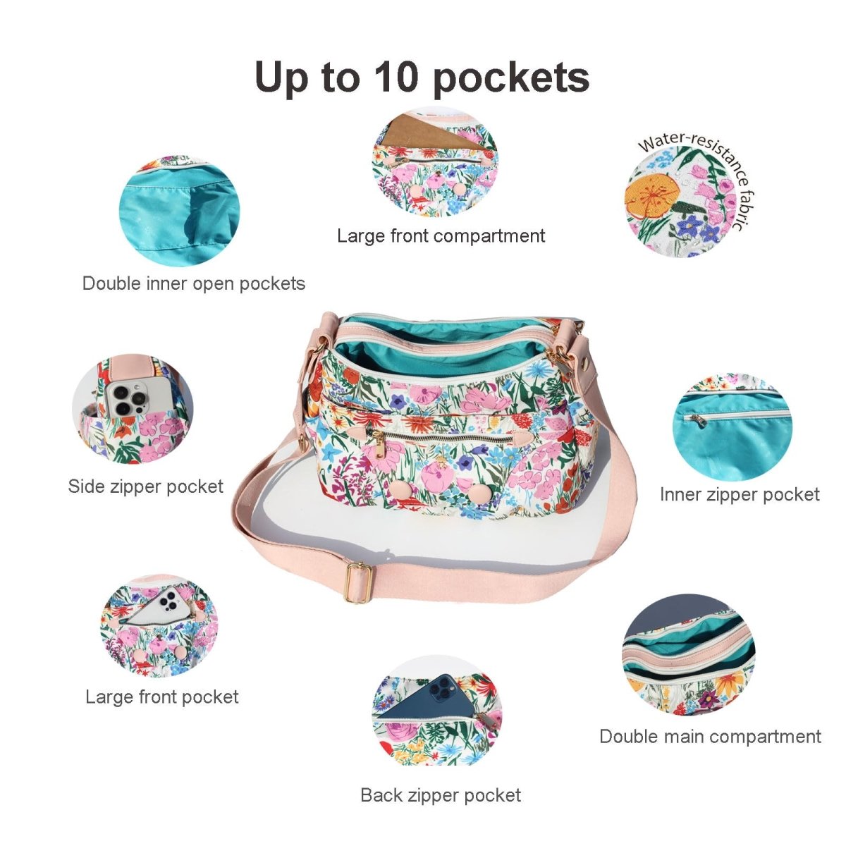 Crossbody Bag with 2 Detachable Straps - Lily Bloom