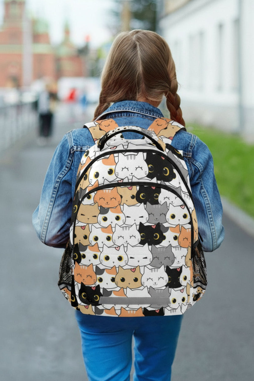 Cute Cat Portable Wide Shoulder Strap Backpack Lightweight  display picture 1