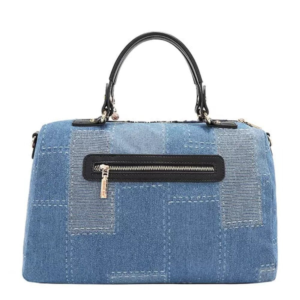 Multiple Zip Pockets Denim Boston Bag - Lily Bloom