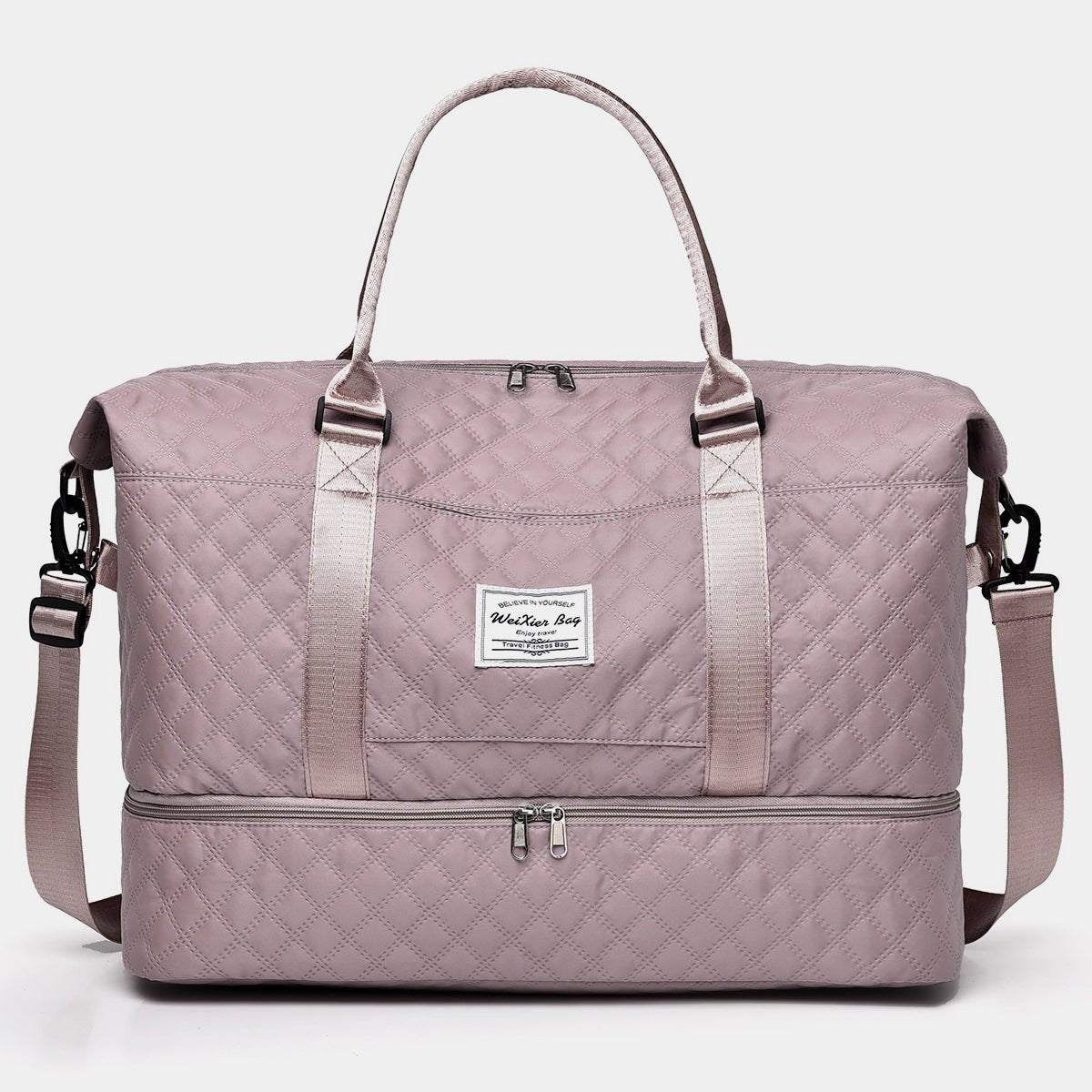 Diamond Grid Oxford Travel Bag - Lily Bloom