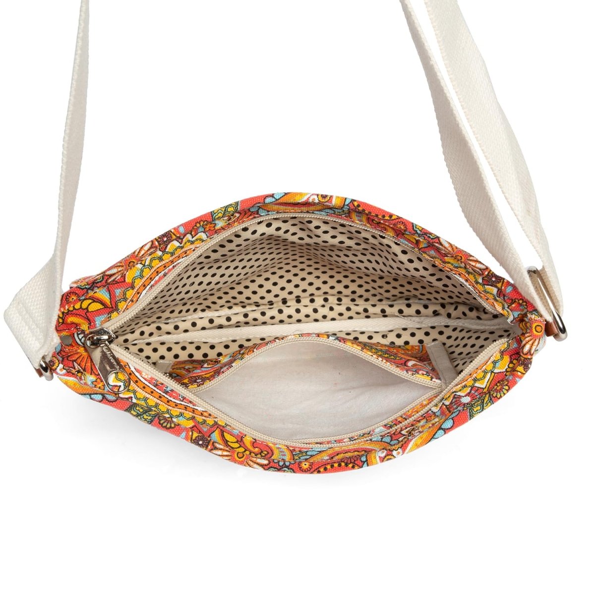 Floral Crossbody Canvas Messenger Handbag Multi Pocket Satchel Purse - Lily Bloom