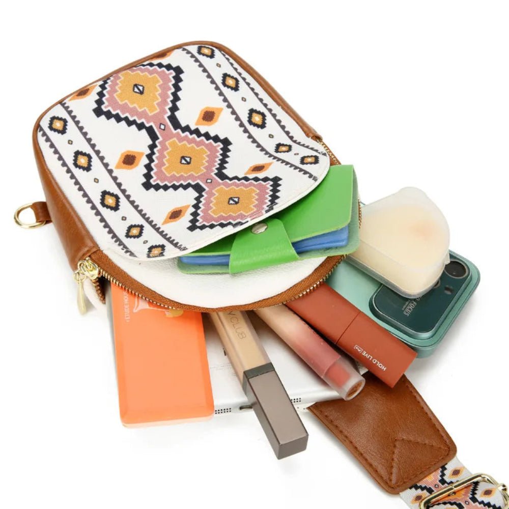 Geometric Wide Strap Crossbody Bag - Lily Bloom