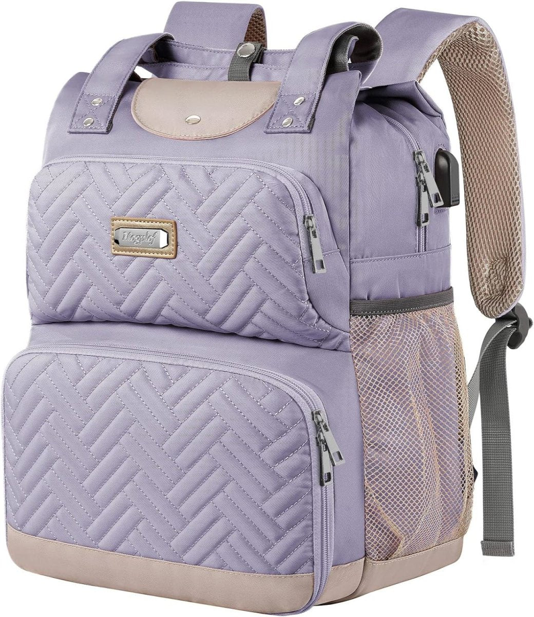 Laptop Shoulder Backpack 15.6" Waterproof Anti - theft USB Charging Port - Lily Bloom