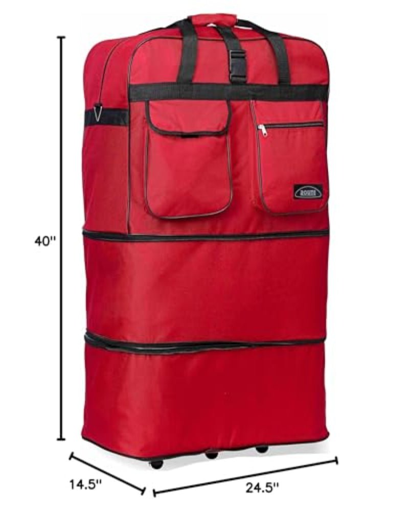 Expandable 6 Wheels Duffel Bag Spinner Suitcase Luggage - Lily Bloom