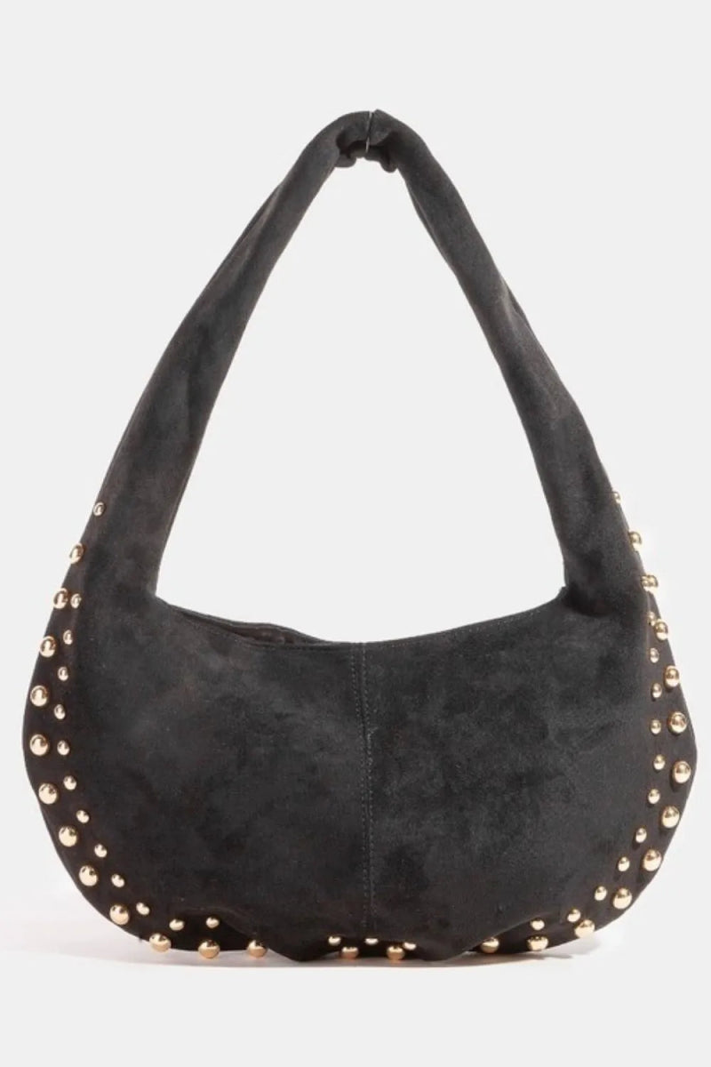 Metallic Studded Suede Hand Bag - Lily Bloom