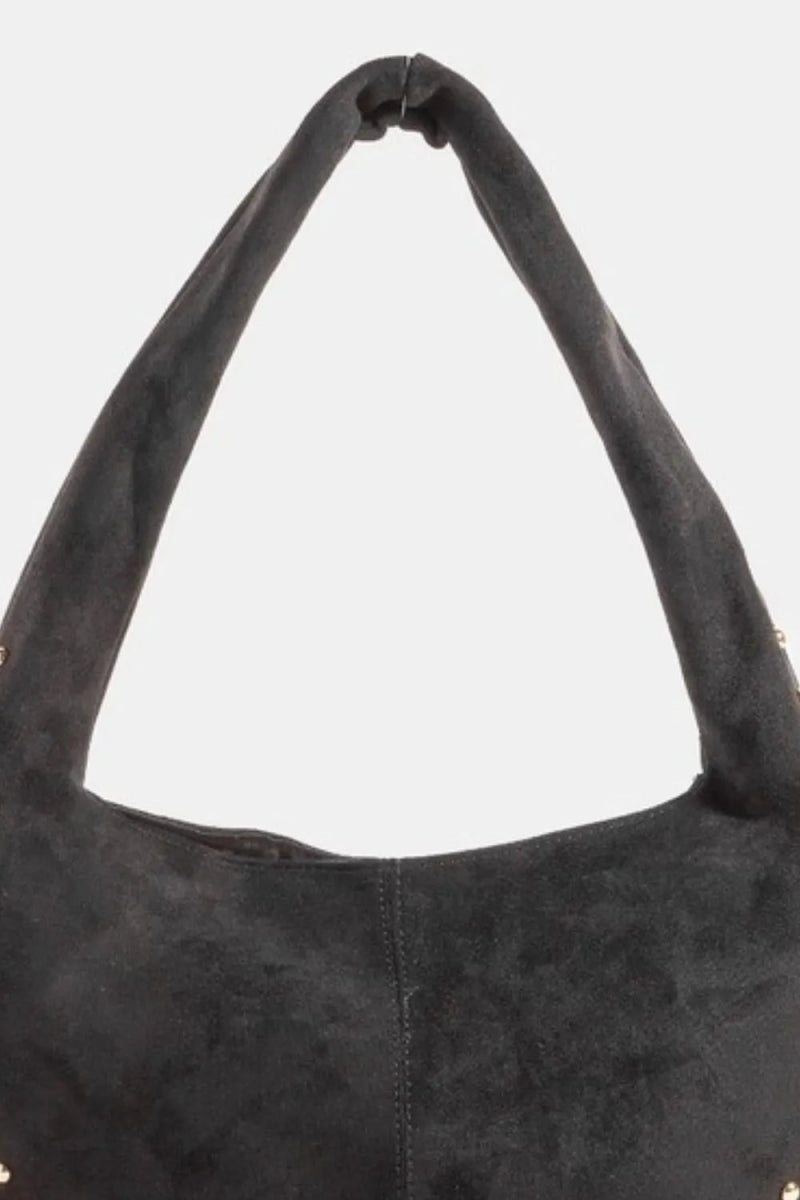 Metallic Studded Suede Hand Bag - Lily Bloom