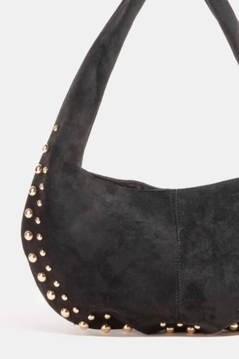 Metallic Studded Suede Hand Bag - Lily Bloom