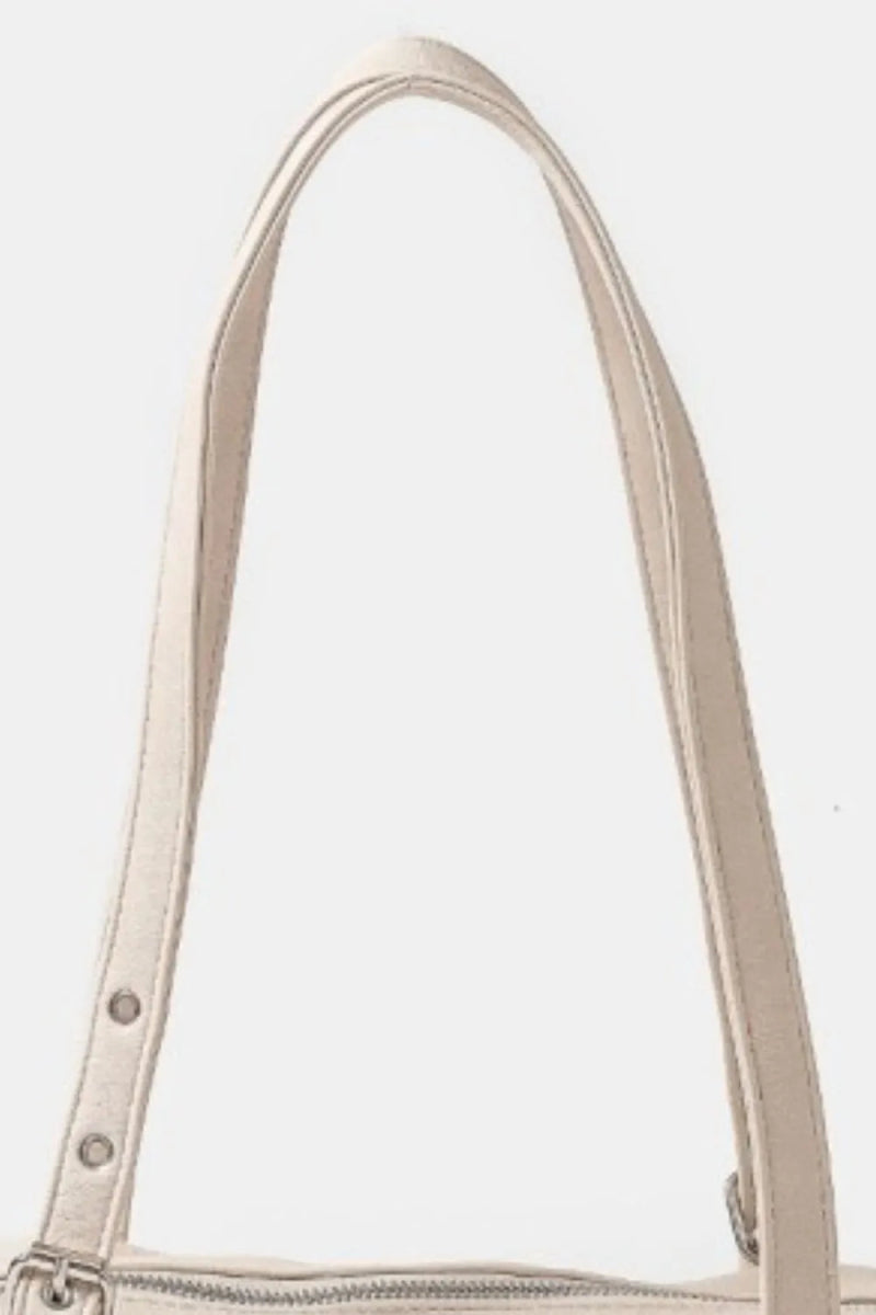 Multi Grommet Belt Strap Rustic Rectangular Handbag - Lily Bloom