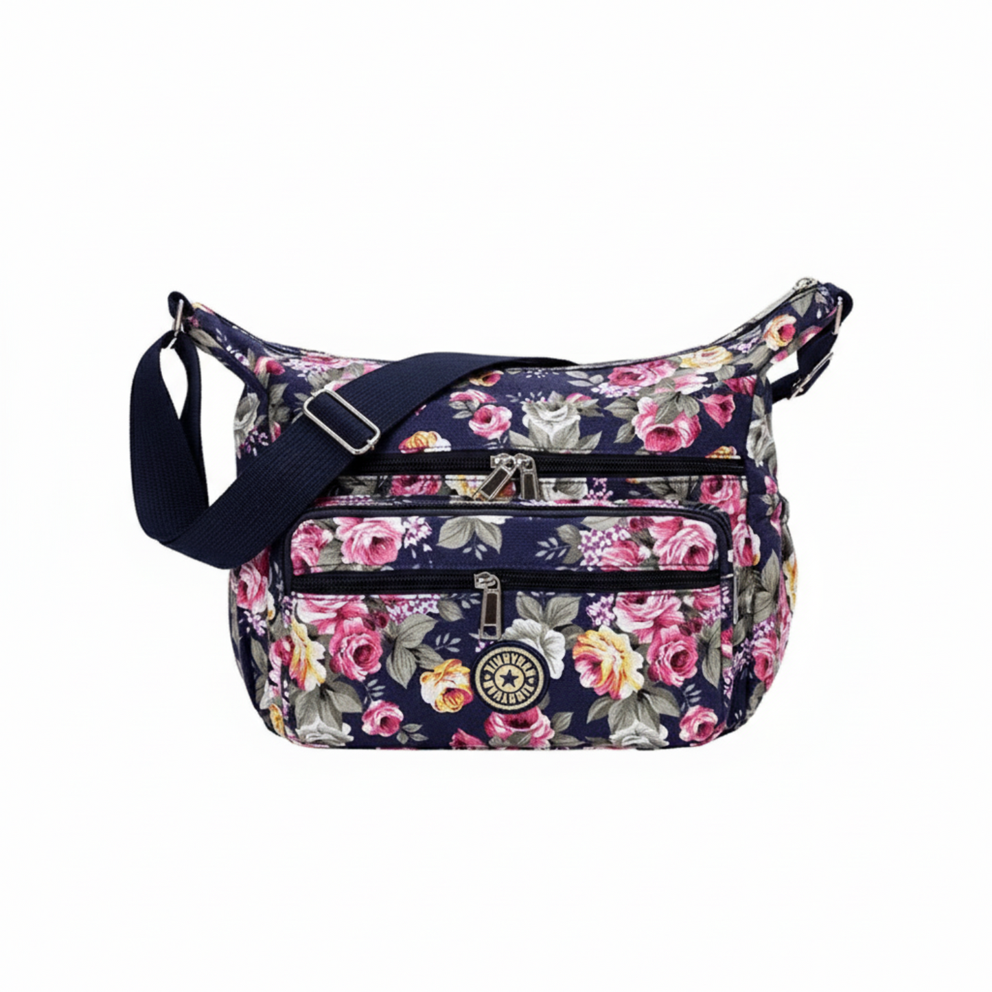 Nylon Zipper Crossbody Shoulder Bag - Lily Bloom