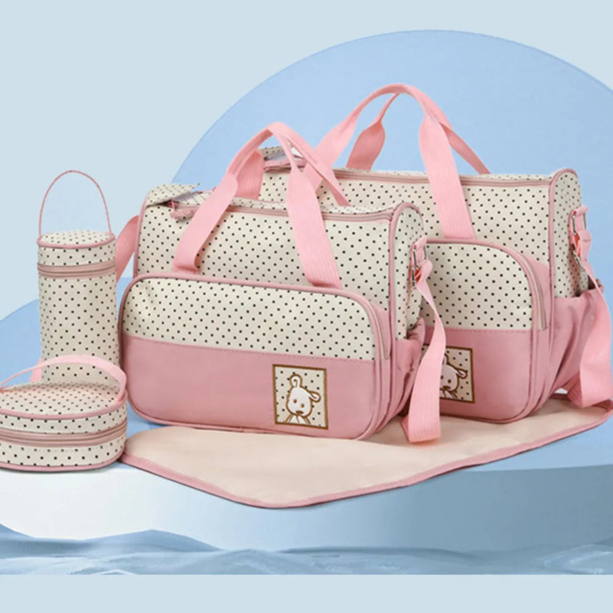 Oxford Cloth Contrast 4 Piece Bag Set - Lily Bloom
