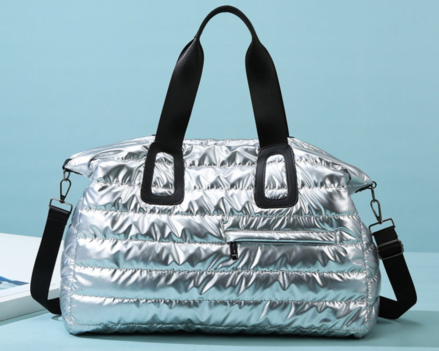 Quilted Nylon Oversize Travel Bag - Lily Bloom