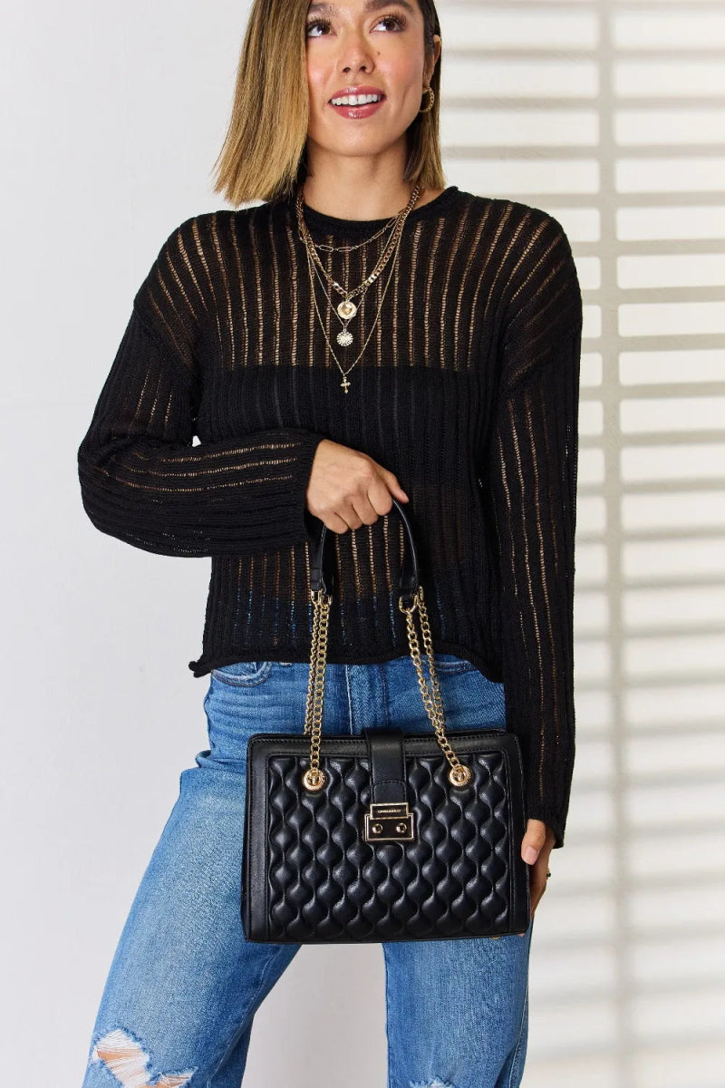 Versatile Quilted Vegan Leather Handbag - Lily Bloom