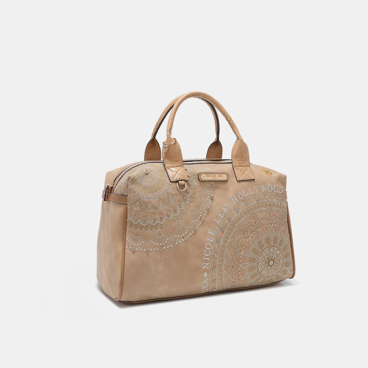 Chic Design Rhinestone Decor Boston Bag - Lily Bloom