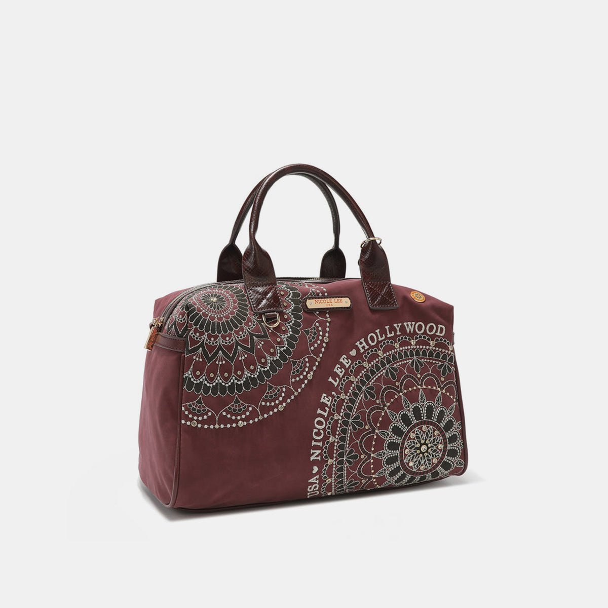 Chic Design Rhinestone Decor Boston Bag - Lily Bloom