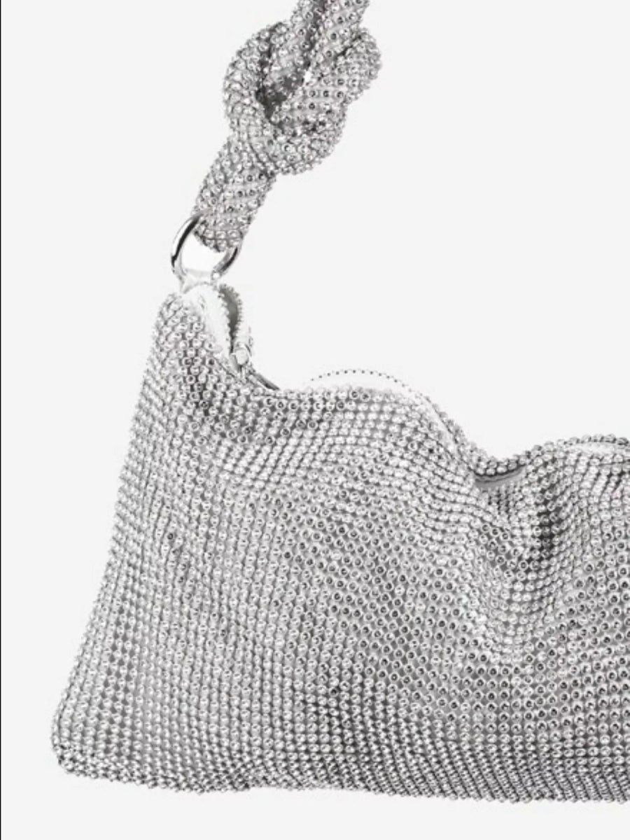 Elegant Rhinestone Studded Hobo Bag - Lily Bloom
