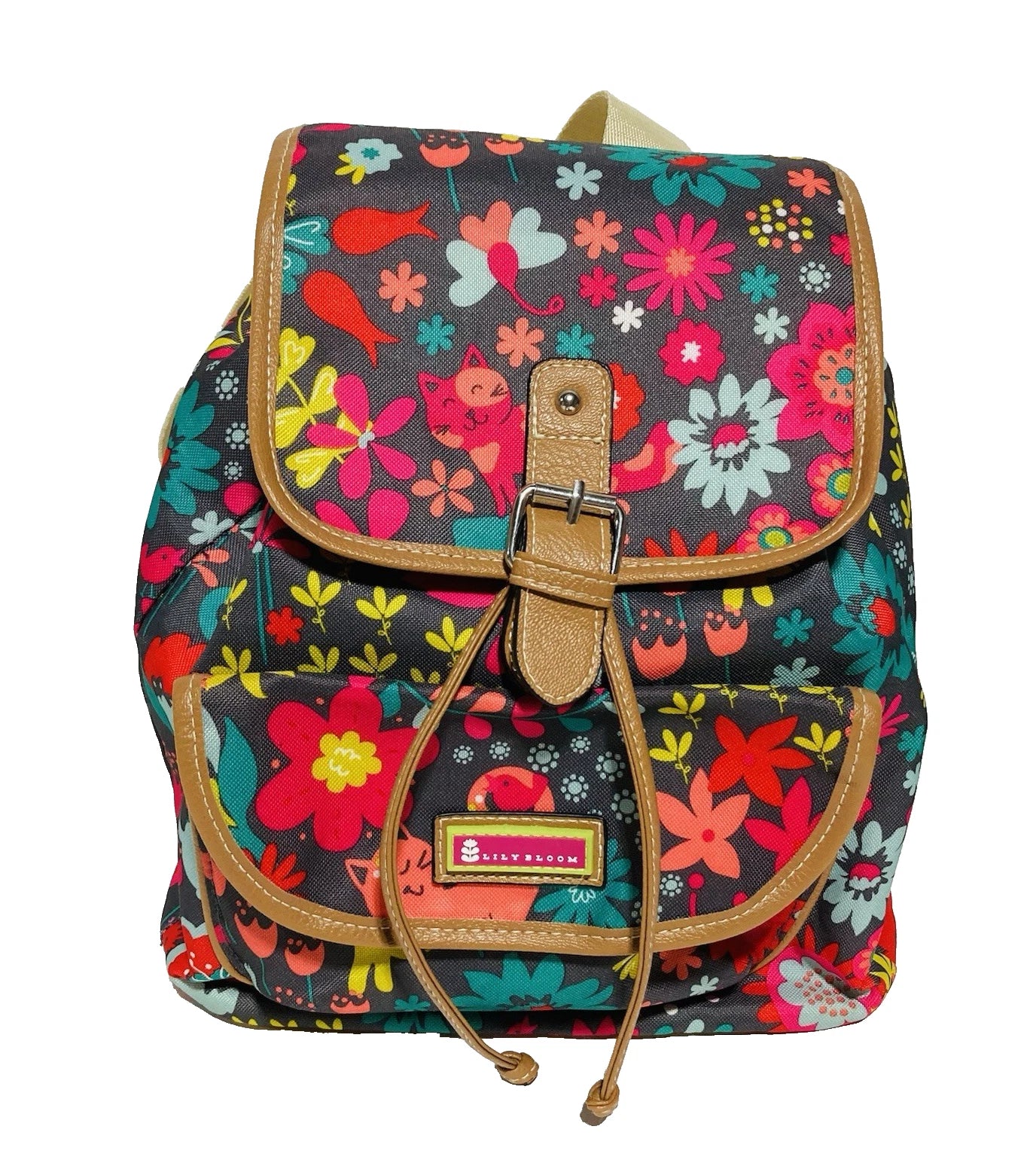 Lily Bloom Backpack Purse Drawstring Snap Closure